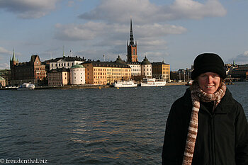 Annette vor der Felseninsel Riddarholmen