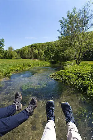 Rast auf der Brücke der Erms